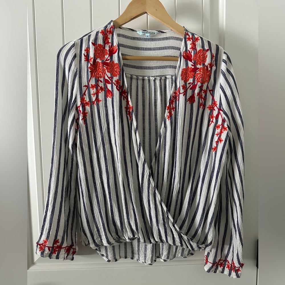 Nostalgia Navy Blue and white stripes. Women’s top